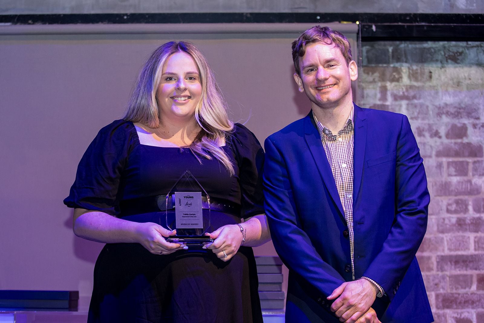 2025 Sydney Young Entrepreneur Awards Gala dinner Winners accepting trophies on stage at the 2025 Sydney Young Entrepreneur Awards